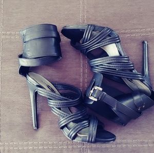 Ankle Strap Black Heels